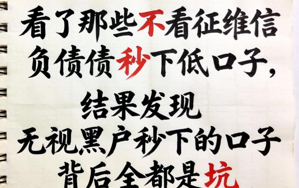 我试了那些不看征信负债秒下的口子,结果发现无视黑户秒下的口子背后全是坑