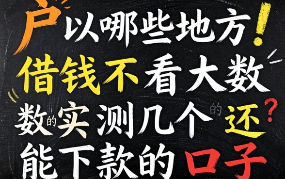 黑户哪些地方可以借钱不看大数据的？实测几个还能下款的口子