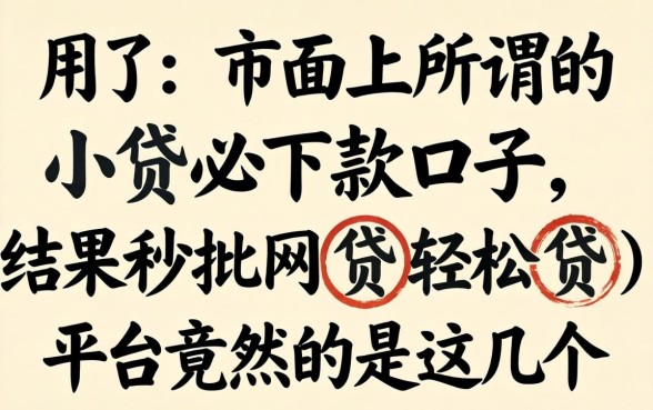 我试了市面上所谓的小贷必下款口子，结果秒批网贷轻松贷的平台竟然是这几个