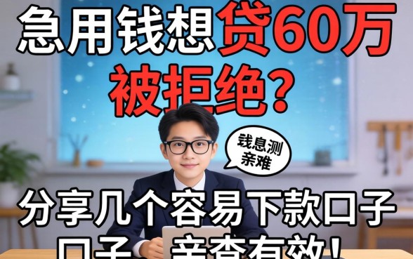 急用钱想贷60万被拒？分享几个容易下款的口子，亲测有效！