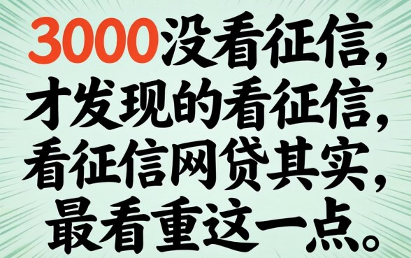 我借了3000没看征信，才发现不看征信的网贷其实最看重这一点