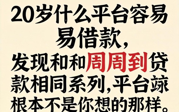 我试了20岁什么平台容易借款，发现和周周到贷款相同系列的平台根本不是你想的那样