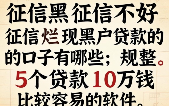 征信黑征信不好征信烂现在黑户贷款的口子有哪些,规整5个贷款10万比较容易的软件