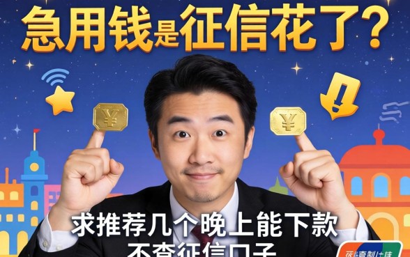 急用钱但征信花了？求推荐几个晚上能下款、不查征信的口子！