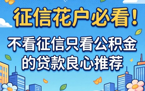 无视征信花户必看：不看征信只看公积金的贷款良心推荐