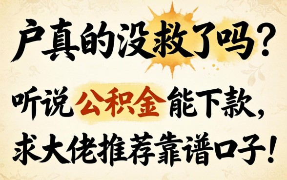 黑户真的没救了吗?听说公积金能下款,求大佬推荐靠谱口子!