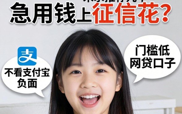 急用钱但征信花？求推荐几个不看支付宝负面、门槛低的网贷口子！