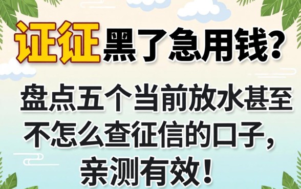 征信黑了急用钱？盘点五个当前放水甚至不怎么查征信的口子，亲测有效！