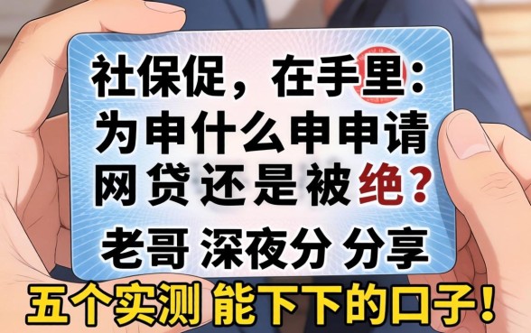 有社保在手里，为什么申请网贷还是被拒？老哥深夜分享五个实测能下的口子！