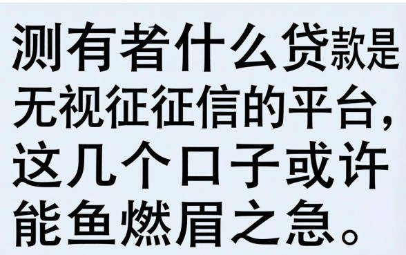 实测有什么贷款是无视征信的平台，这几个口子或许能解燃眉之急