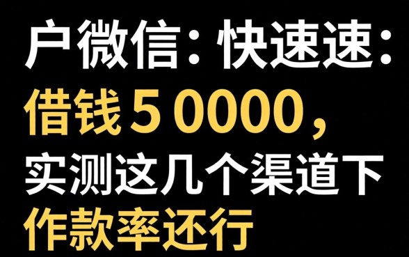 黑户微信快速借钱5000,实测这几个渠道下款率还行