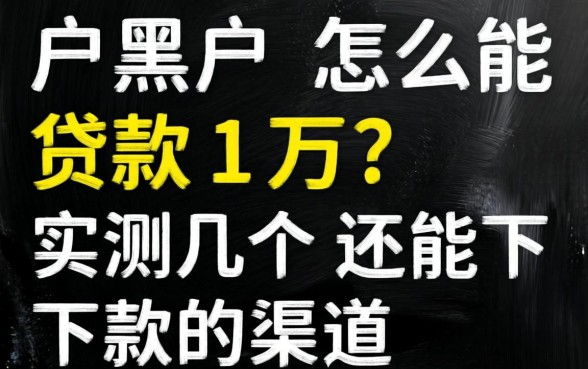 黑户黑户怎么能贷款1万？实测几个还能下款的渠道