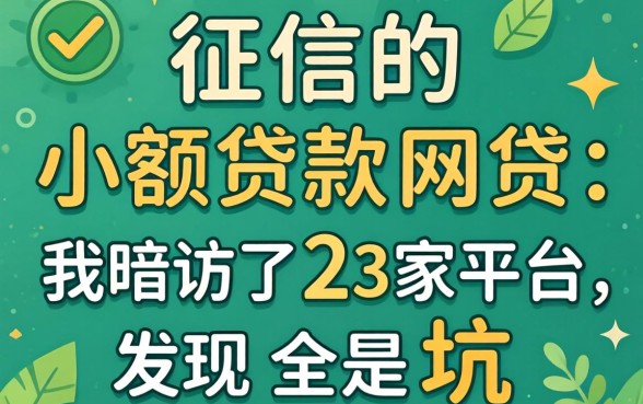 不上征信的小额贷款网贷：我暗访了23家平台，发现全是坑