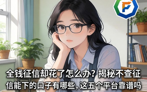 急需用钱征信却花了怎么办？揭秘不查征信能下的口子有哪些，这五个平台靠谱吗？