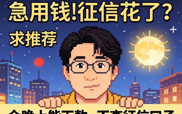 急用钱但征信花了？求推荐几个晚上能下款、不查征信的口子！