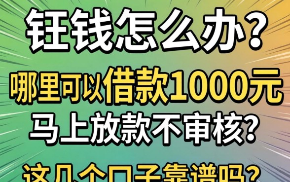 急需用钱怎么办？哪里可以借款1000元马上放款不审核？这几个口子靠谱吗？