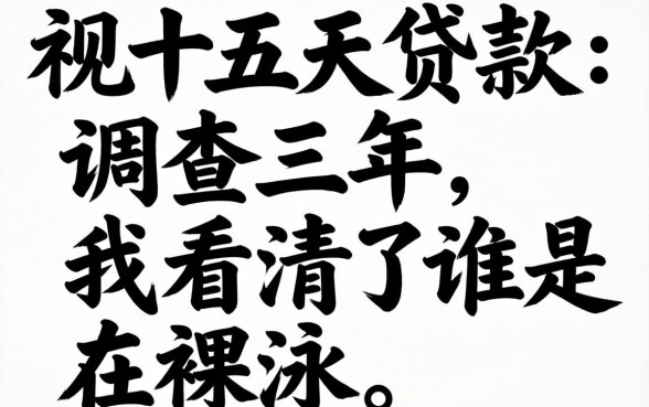 无视黑白的十五天贷款:调查三年,我看清了谁在裸泳