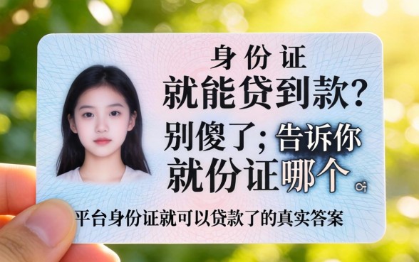 光凭身份证就能贷到款？别傻了，告诉你哪个平台身份证就可以贷款了的真实答案