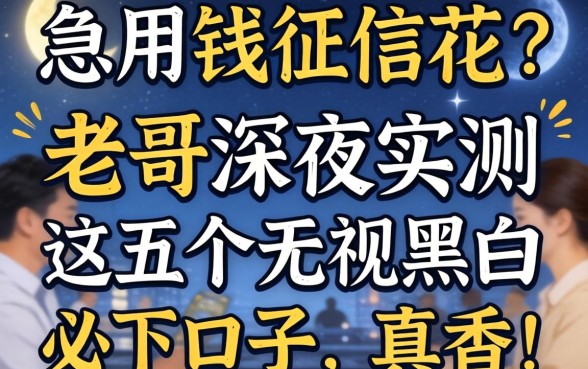 急用钱征信花?老哥深夜实测这五个无视黑白必下口子,真香!
