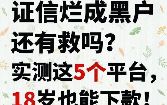 征信烂成黑户还有救吗？实测这5个平台，18岁也能下款！