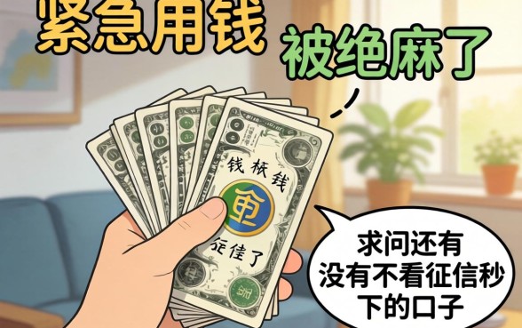 手头紧急用钱被拒麻了，求问还有没有不看征信秒下的口子？