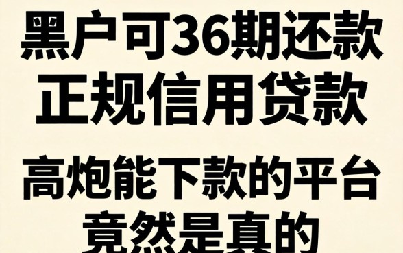 我试了黑户可36期还款的正规信用贷款，高炮能下款的平台竟然是真的