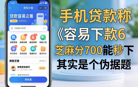 我试了市面上号称手机贷款最容易下款6的软件，发现芝麻分700能秒下其实是个伪命题