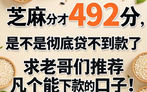 芝麻分才492分，是不是彻底贷不到款了？求老哥们推荐几个能下款的口子！