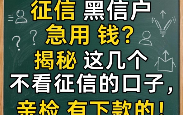 征信黑户急用钱？揭秘这几个不看征信的口子，亲测有下款的！