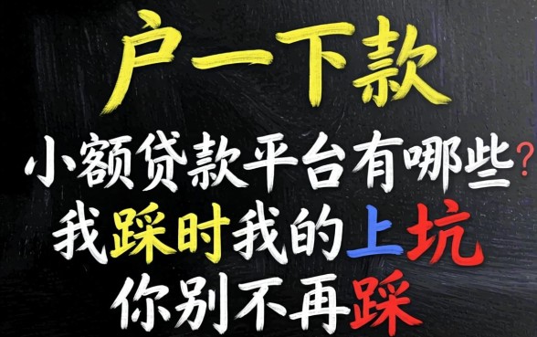 黑户下款小额贷款平台有哪些？我踩过的坑你别再踩