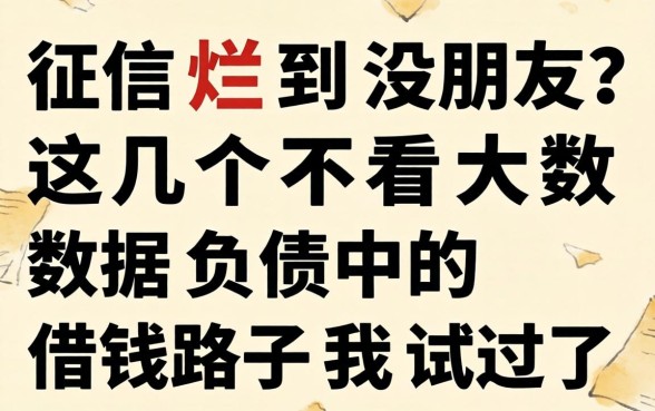 征信烂到没朋友？这几个不看大数据负债的借钱路子我试过了