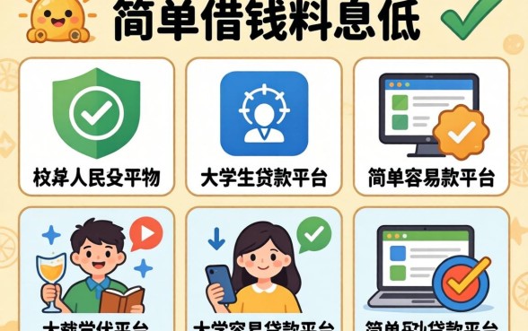 大学生借钱利息低，枚举五个简单容易贷款平台