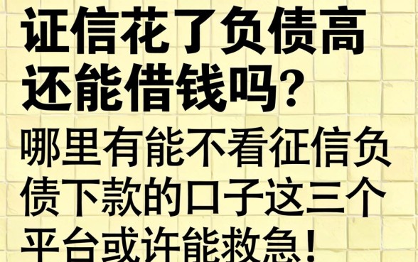 征信花了负债高还能借钱吗？哪里有能不看征信负债下款的口子？这几个平台或许能救急！
