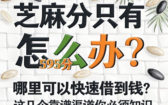 芝麻分只有595分怎么办？哪里可以快速借到钱？这几个靠谱渠道你必须知道