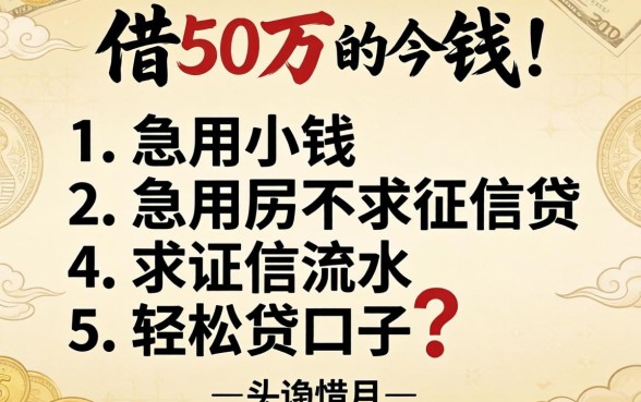 哪里可以借50万的钱,枚举5个急用小钱不求征信流水轻松贷的口子