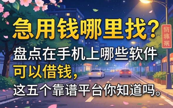 深夜急用钱哪里找?盘点在手机上哪些软件可以借钱,这五个靠谱平台你知道吗?