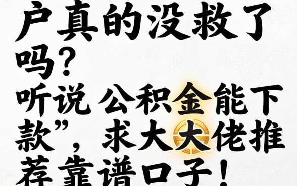 黑户真的没救了吗?听说公积金能下款,求大佬推荐靠谱口子!