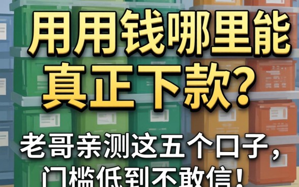 急用钱哪里能真正下款？老哥亲测这五个口子，门槛低到不敢信！
