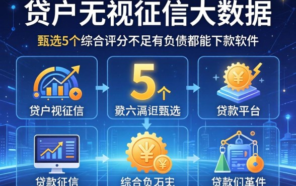 黑户2026无视征信大数据的贷款平台是，甄选5个综合评分不足有负债都能下款软件