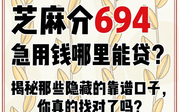 芝麻分694急用钱哪里能贷？揭秘那些隐藏的靠谱口子，你真的找对了吗？