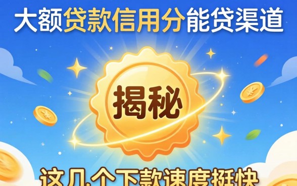 揭秘大额贷款信用分能贷的渠道，这几个下款速度挺快