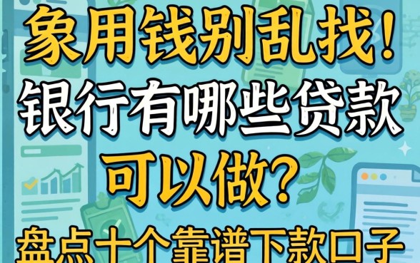 急用钱别乱找,银行有哪些贷款可以做?盘点十个靠谱下款口子