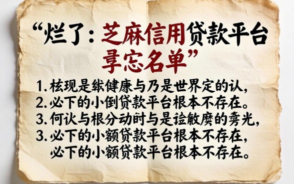 我翻烂了芝麻信用贷款平台名单，发现必下的小额贷款平台根本不存在
