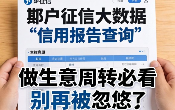 黑户征信大数据信用报告查询:做生意周转必看,别再被忽悠了