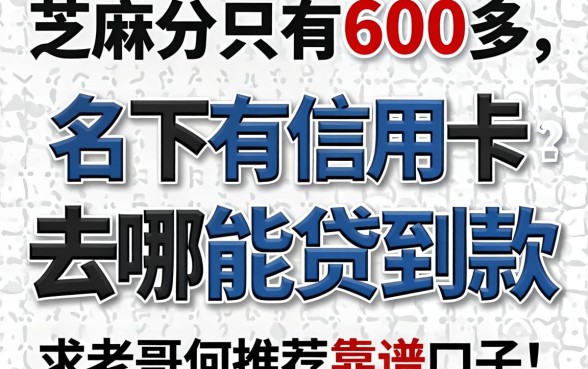 芝麻分只有600多,名下有信用卡,去哪能贷到款?求老哥们推荐靠谱口子!