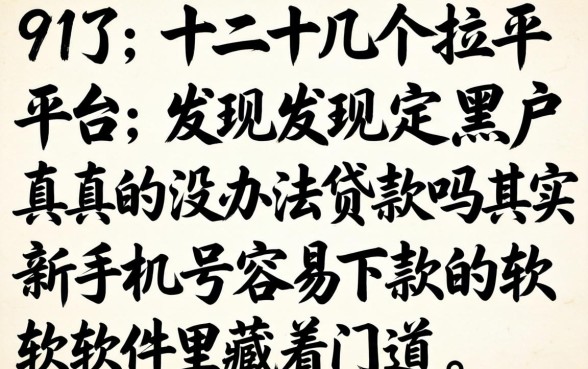 我试了十几个平台,发现黑户真的没办法贷款吗,其实新手机号容易下款的软件里藏着门道