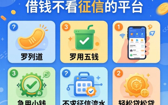 哪里借钱不看征信的平台,罗列五个急用小钱不求征信流水轻松贷的软件