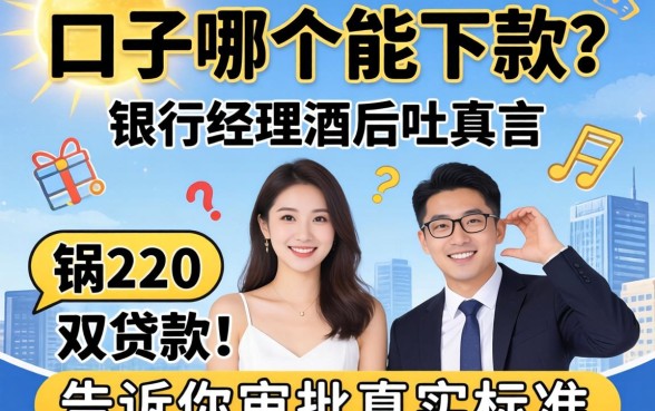 贷款口子哪个能下款？银行经理酒后吐真言，告诉你审批真实标准