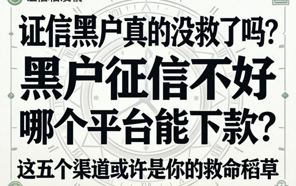 征信黑户真的没救了吗？黑户征信不好哪个平台能下款？这五个渠道或许是你的救命稻草