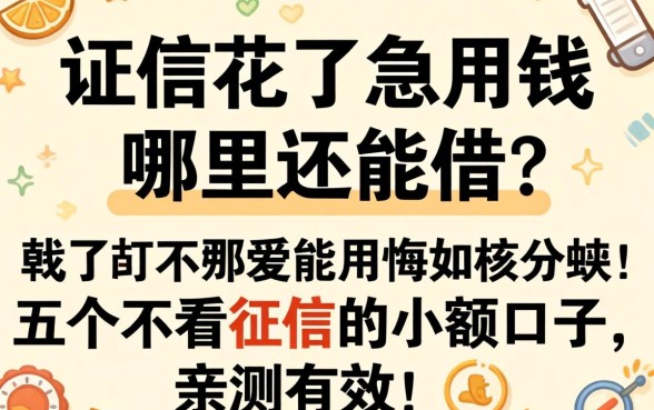 征信花了急用钱哪里还能借？分享五个不看征信的小额口子，亲测有效！
